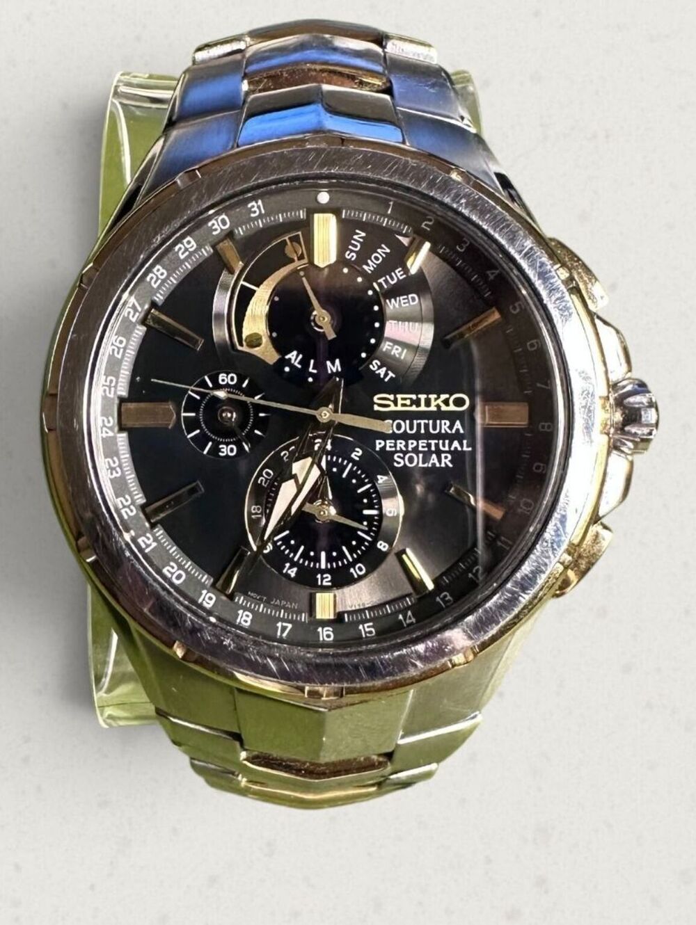 Seiko Coutura Perpetual Chronograph Two Tone Solar Watch V198-0AB0